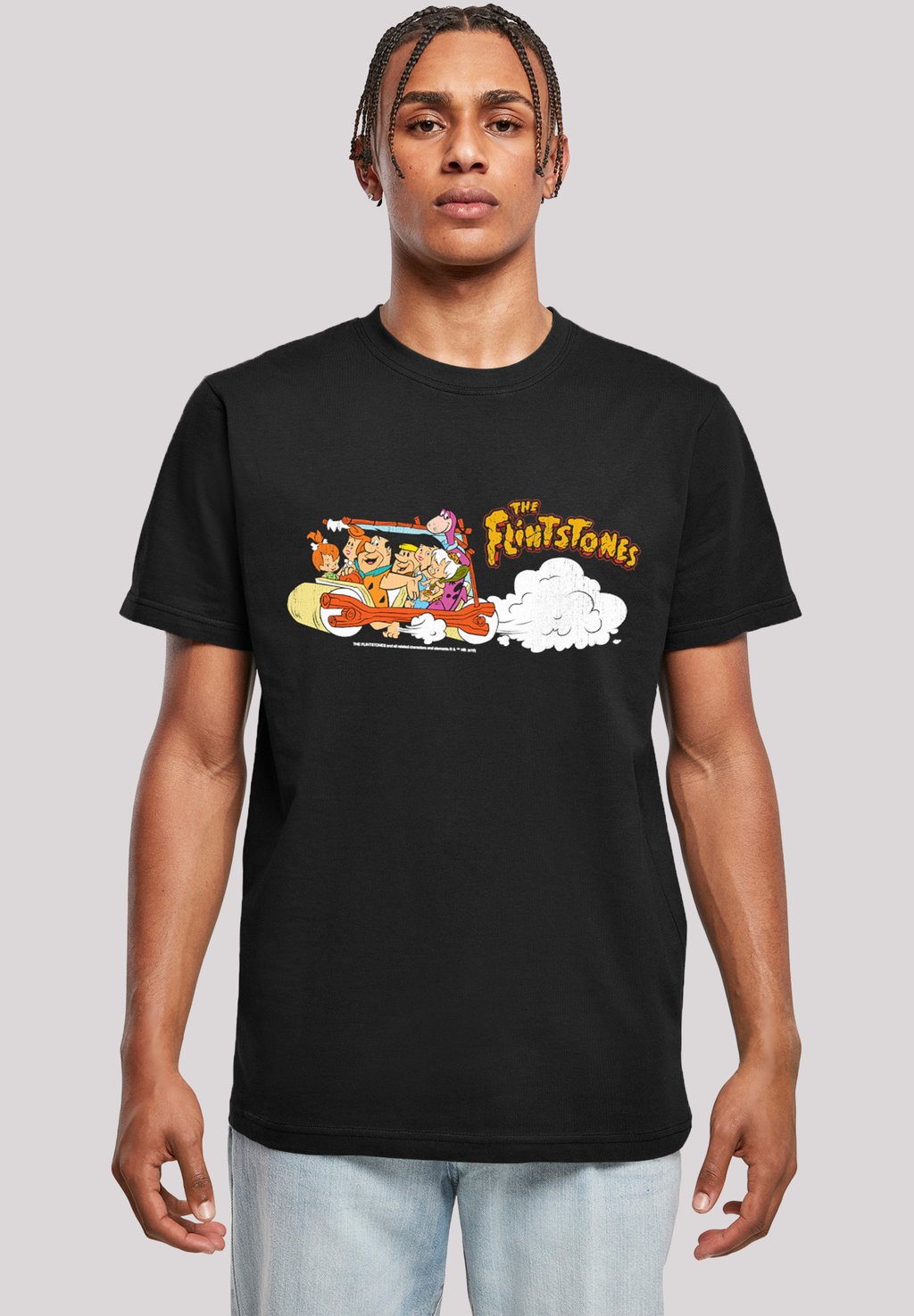 

Футболка с принтом THE FLINTSTONES DIE FAMILIE FEUERSTEIN FAMILY CAR DISTRESSED F4NT4STIC, черный
