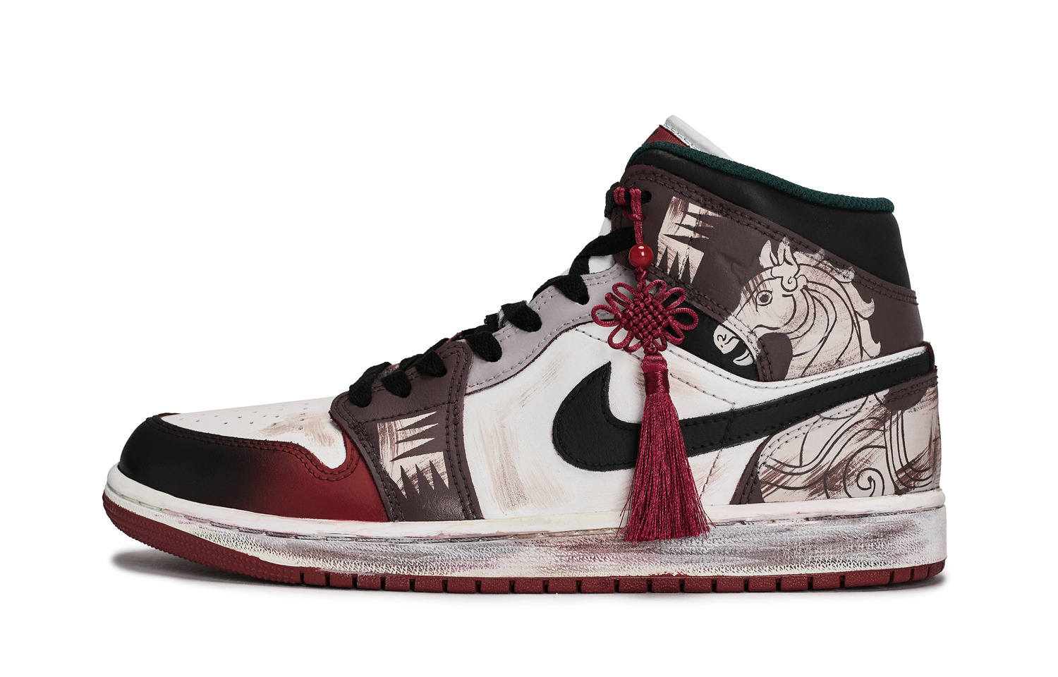 

Air 1 811 Manufacturing, Ancient War Horse Commission Mid top винтажные баскетбольные кроссовки Unisex Jordan, черный, белый, красный, коричневый