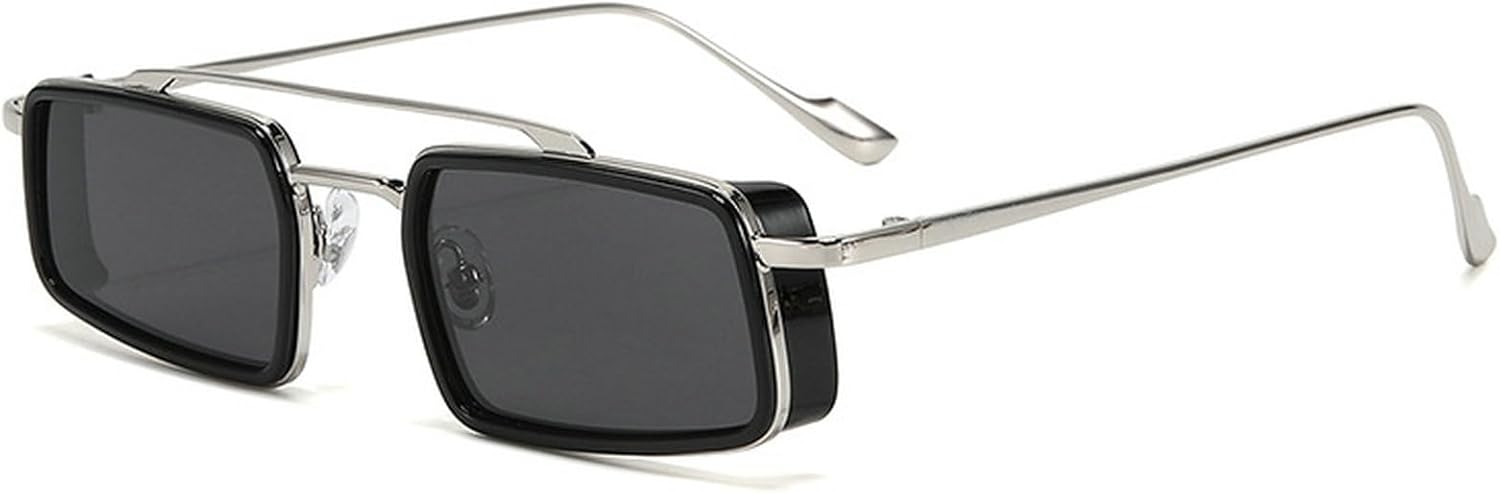 

Ретро-солнцезащитные очки с двойной перемычкой для женщин, прямоугольной формы, модные панк-очки, трендовые солнцезащитные очки для мужчин с защитой от УФ-излучения mincl, C3