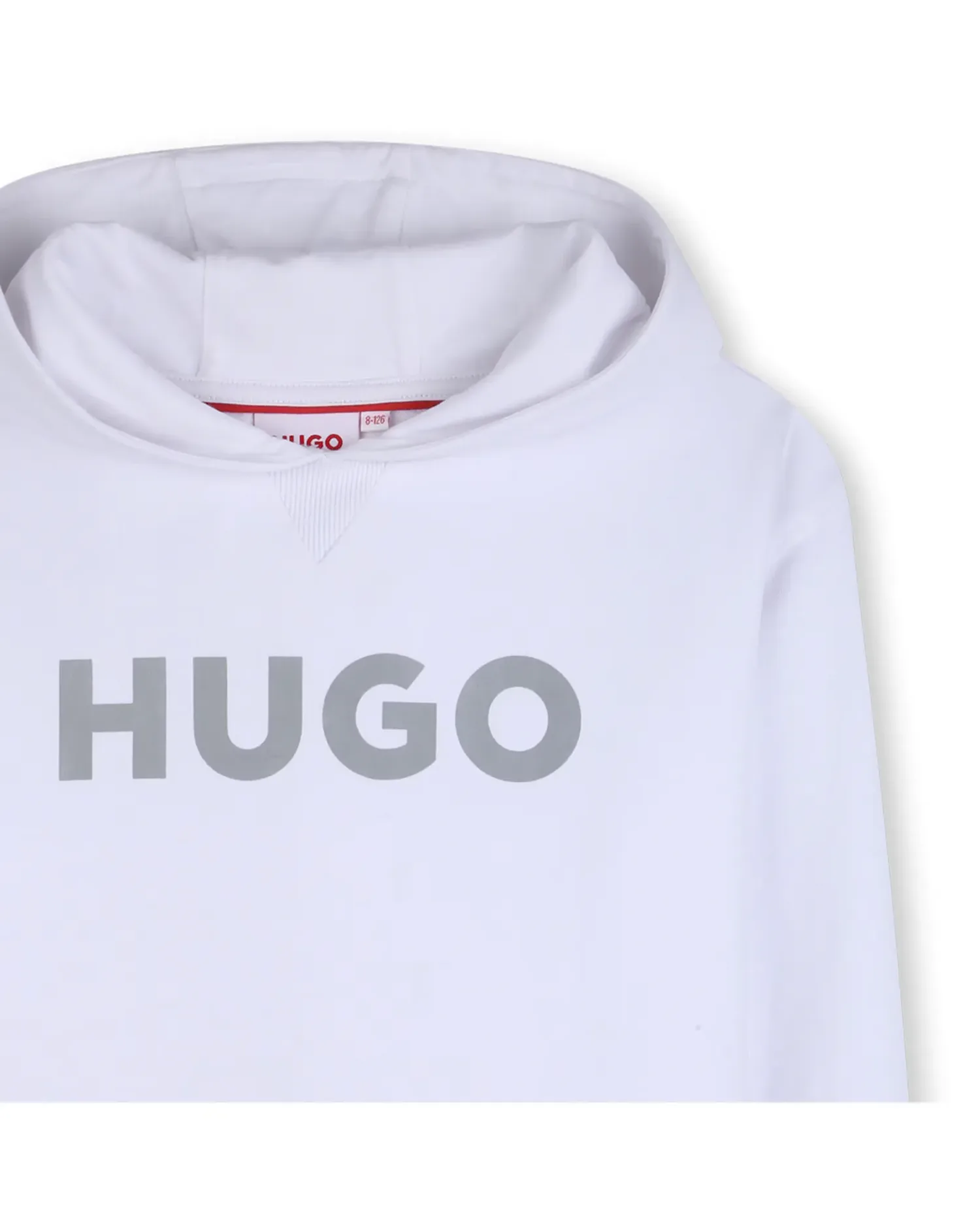 Детская толстовка с капюшоном с длинным рукавом из хлопка однотонная Hugo, белый — фото 2