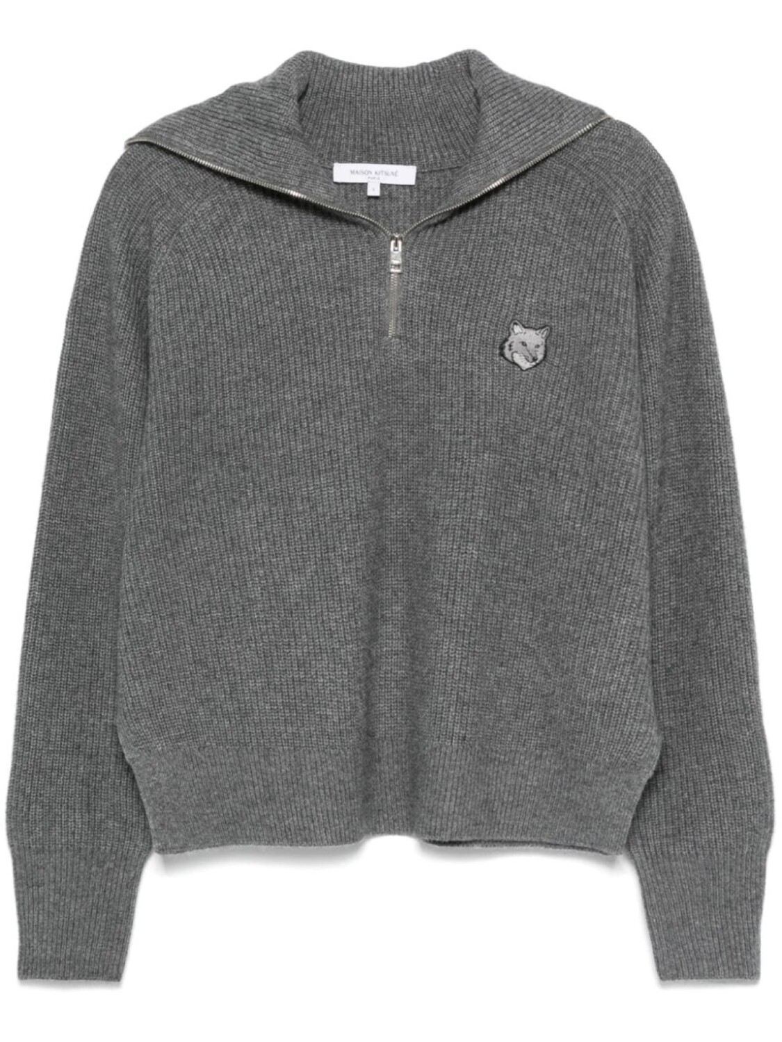 

Свитер в рубчик с нашивкой на голову Bold Fox Maison Kitsuné, серый