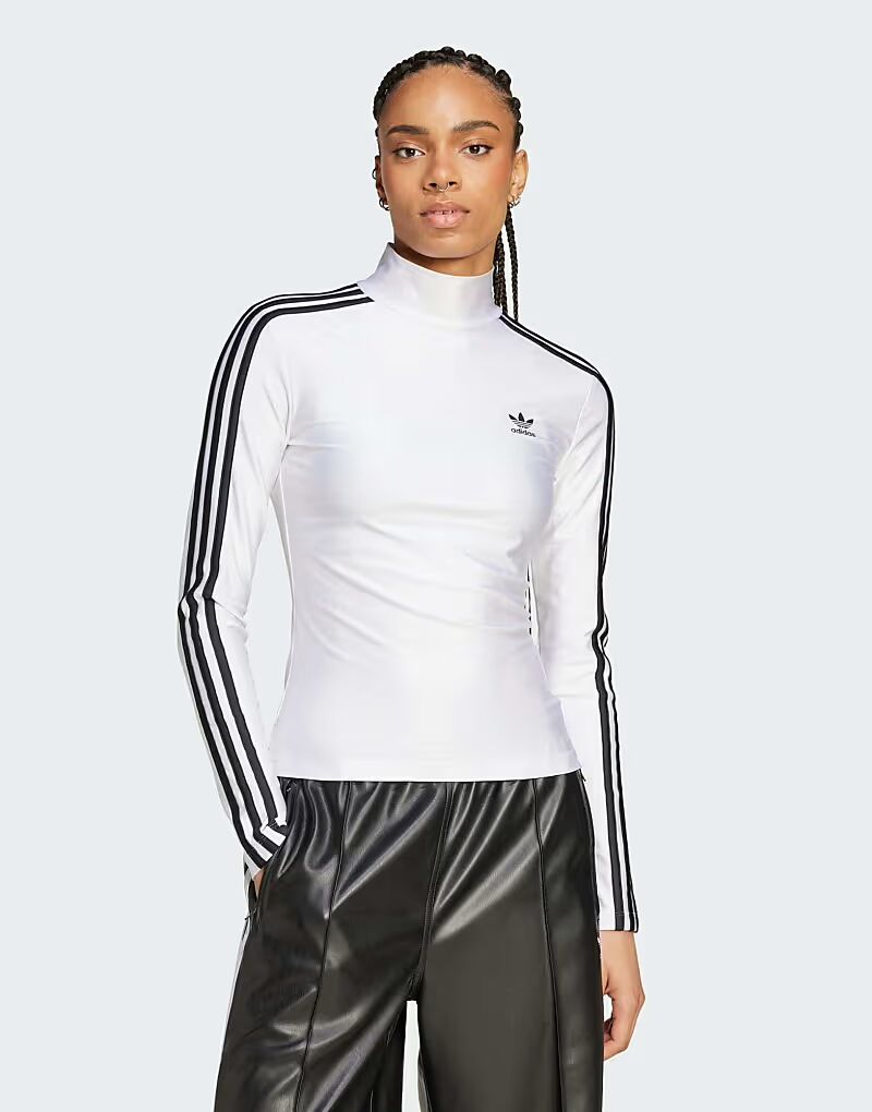 

Белая футболка с длинным рукавом и тремя полосками Adicolor Adidas Originals, Белый, Белая футболка с длинным рукавом и тремя полосками Adicolor Adidas Originals