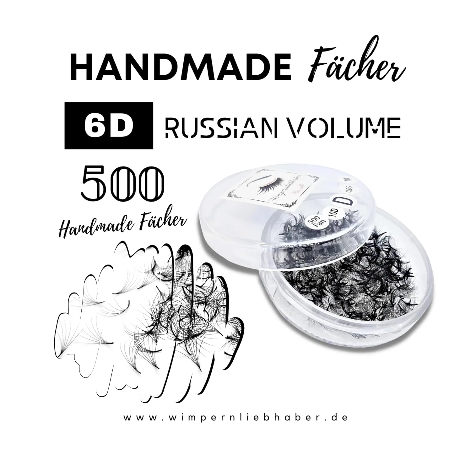Накладные ресницы 6D 0.07 Handmade Eyelash Fans (C Curl, 10 мм) Wimpernliebhaber — фото 2