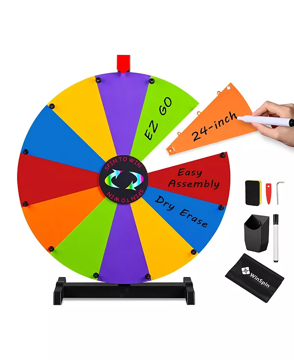 

24-Дюймовая модульная настольная игра с вращающимся призовым колесом, 12 слотов, стираемая, для карнавальных игр и мероприятий в школе Winspin, natrual