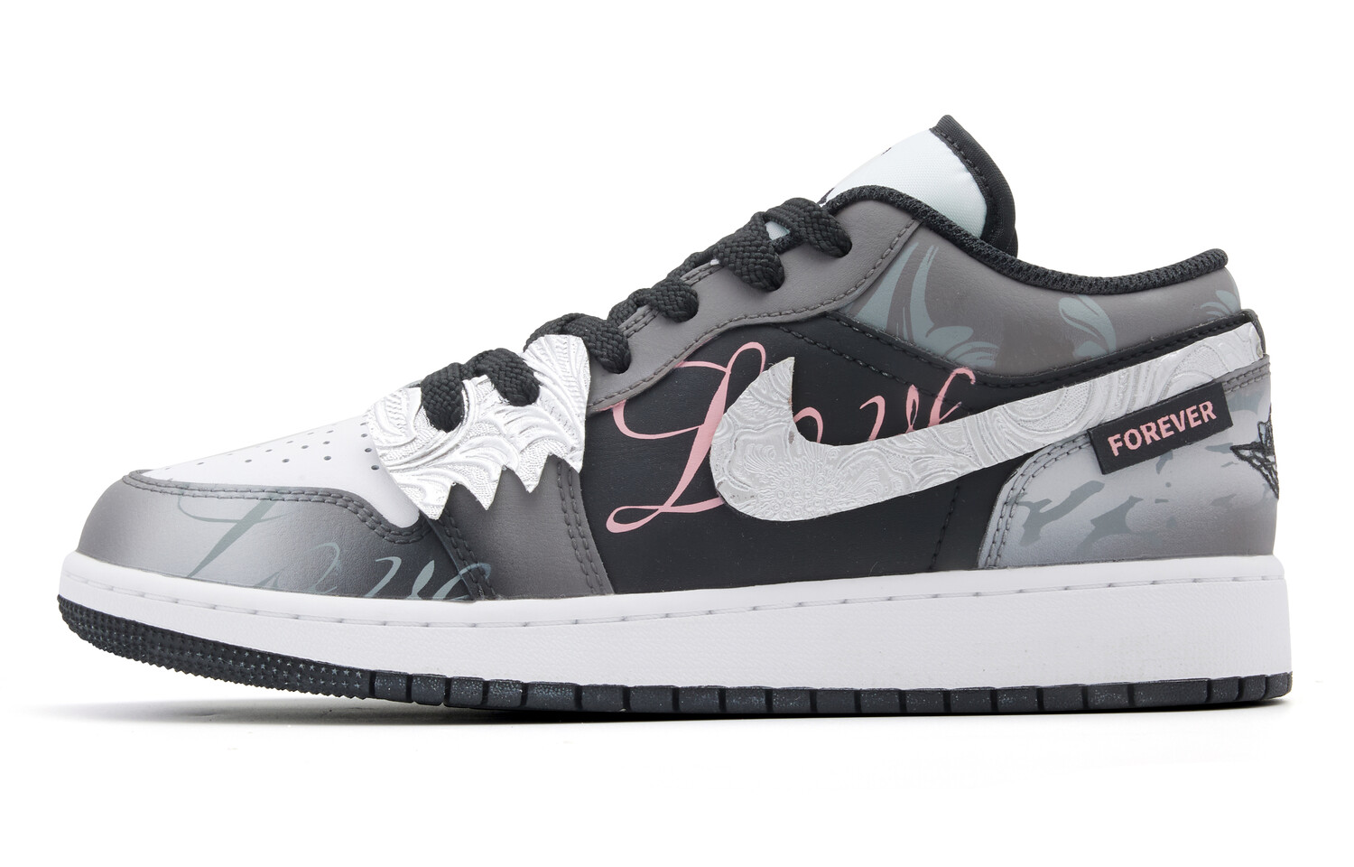 Кроссовки Air Jordan 1 Vintage Basketball Shoes Women's Low-top Grey/silver/black, серый