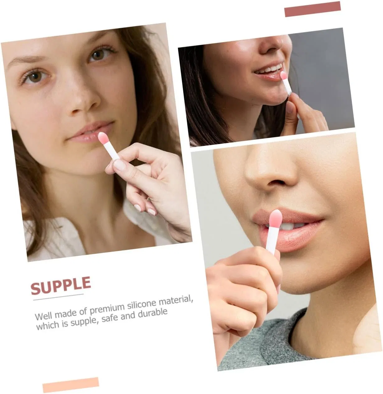 Набор кистей и скрабов для губ Silicone Lip Brush Beatifufu 5 предметов 4.5 см — фото 3