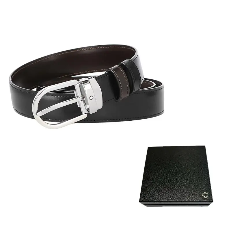 

MONTBLANC Мужской кожаный ремень, Фирменная подарочная коробка