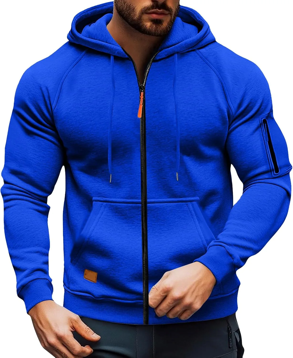 

Толстовка с капюшоном ABABC на молнии, мужская, флисовая