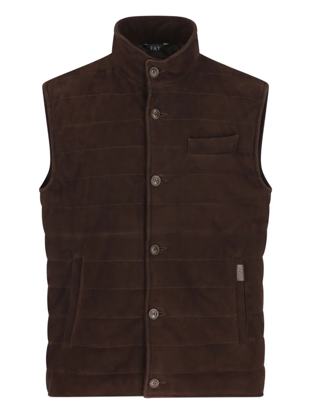 

Замшевая жилетка с нашивкой-логотипом Fay, коричневый