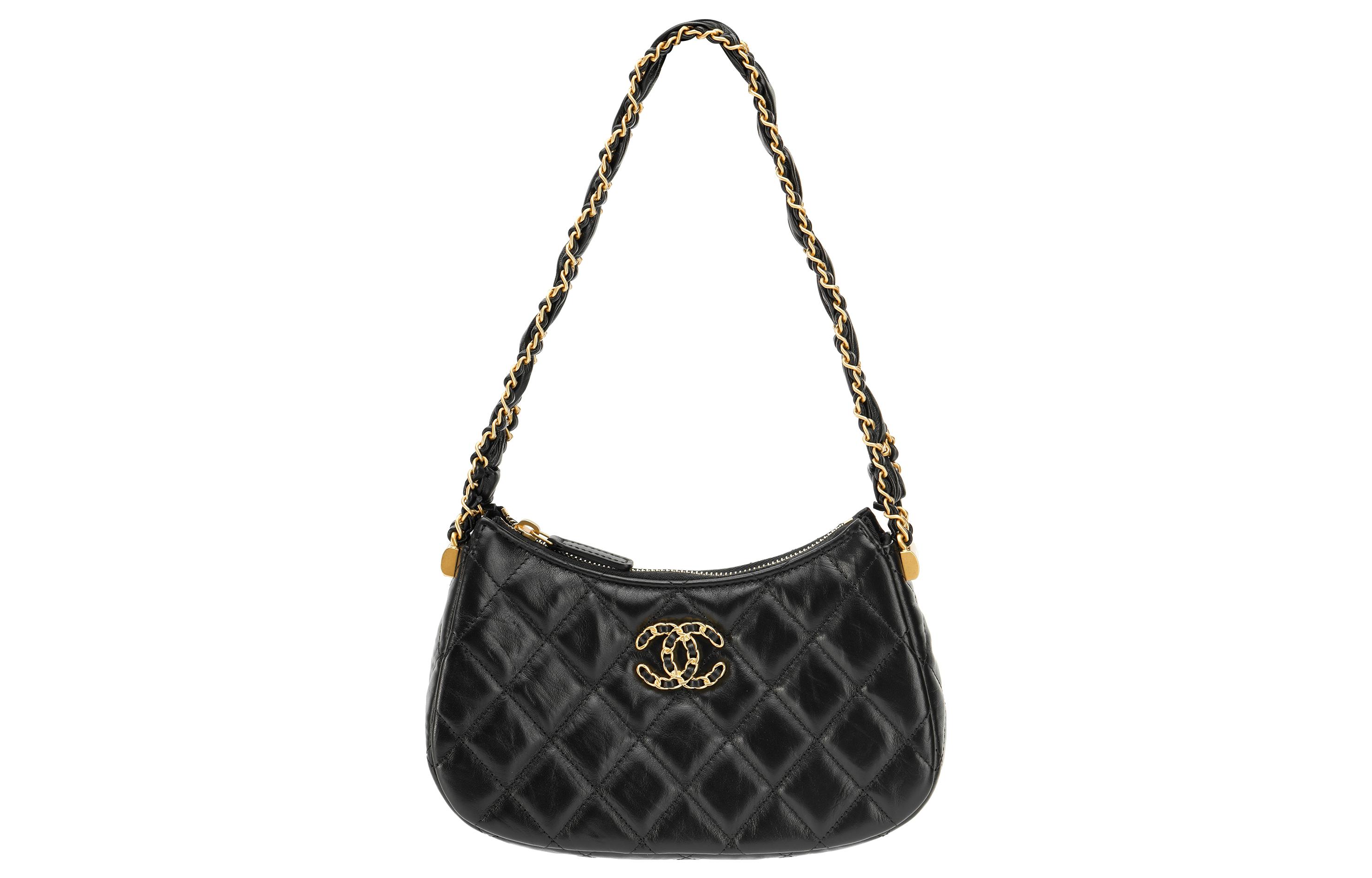 

CHANEL Сумка через плечо из коровьей кожи, хобо, женская сумка trumpets black