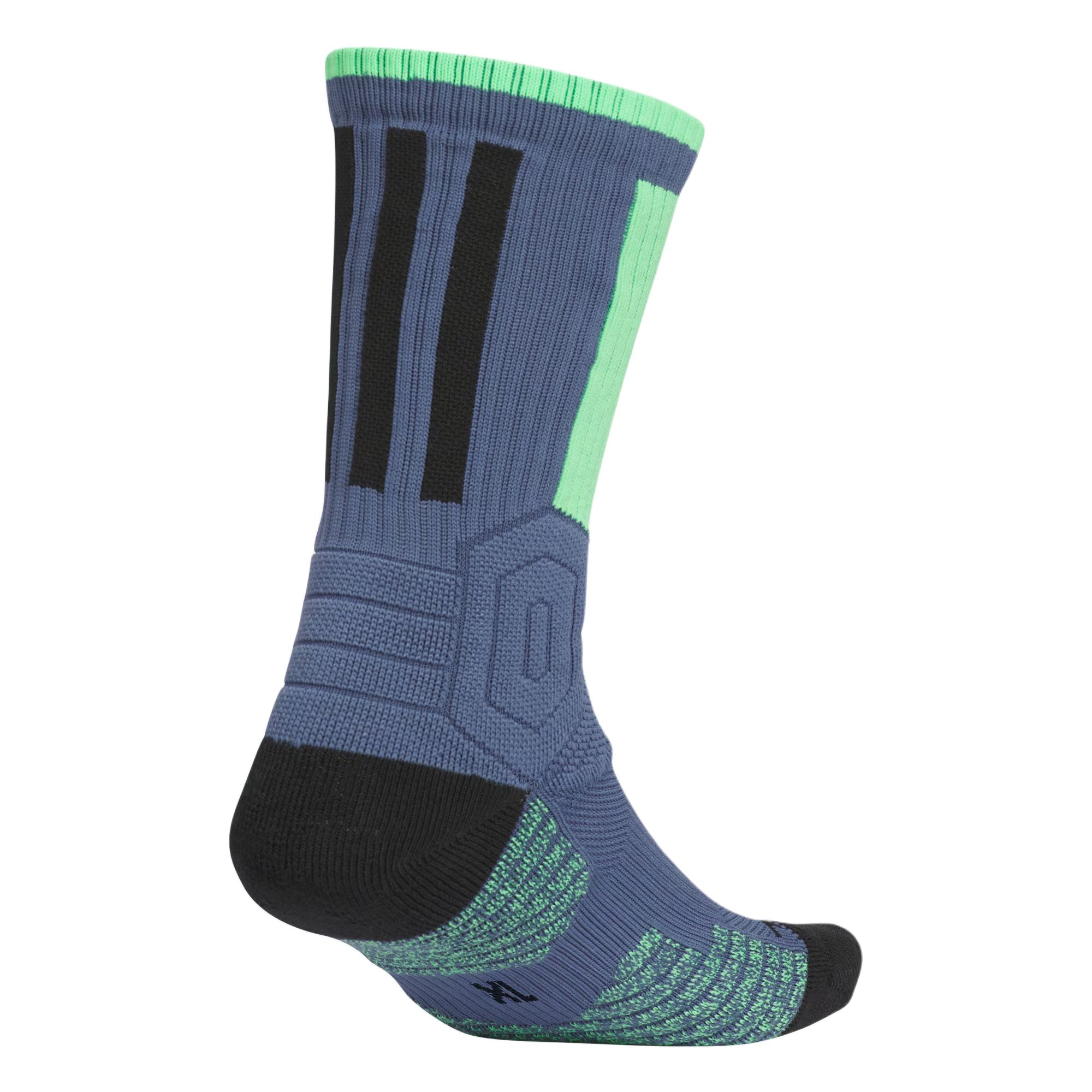 Носки для баскетбола SLCT SOCK 1PP унисекс 1 пара soft ink blue/black/bright green Adidas, 1 Pack (Soft Ink синий/черный/ зеленый) — фото 3