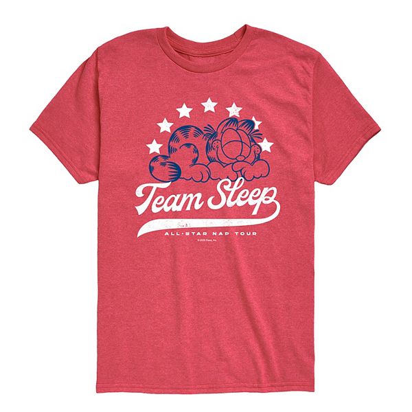 

Футболка с принтом Garfield Team Sleep All-Star Nap Tour для мальчиков 8-20 Licensed Character, Heather Red