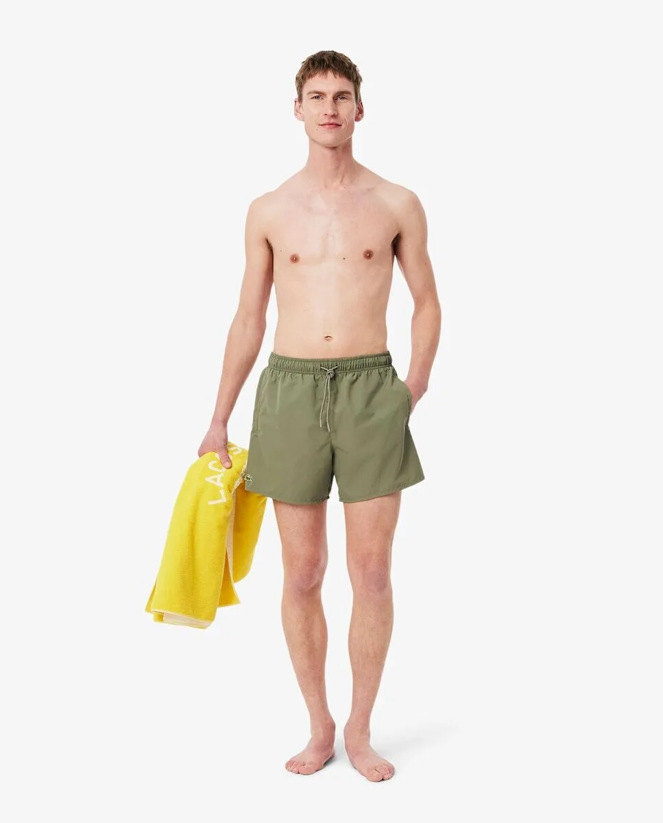

Мужские однотонные синие шорты-бермуды для плавания Lacoste, цвет Verde Militar