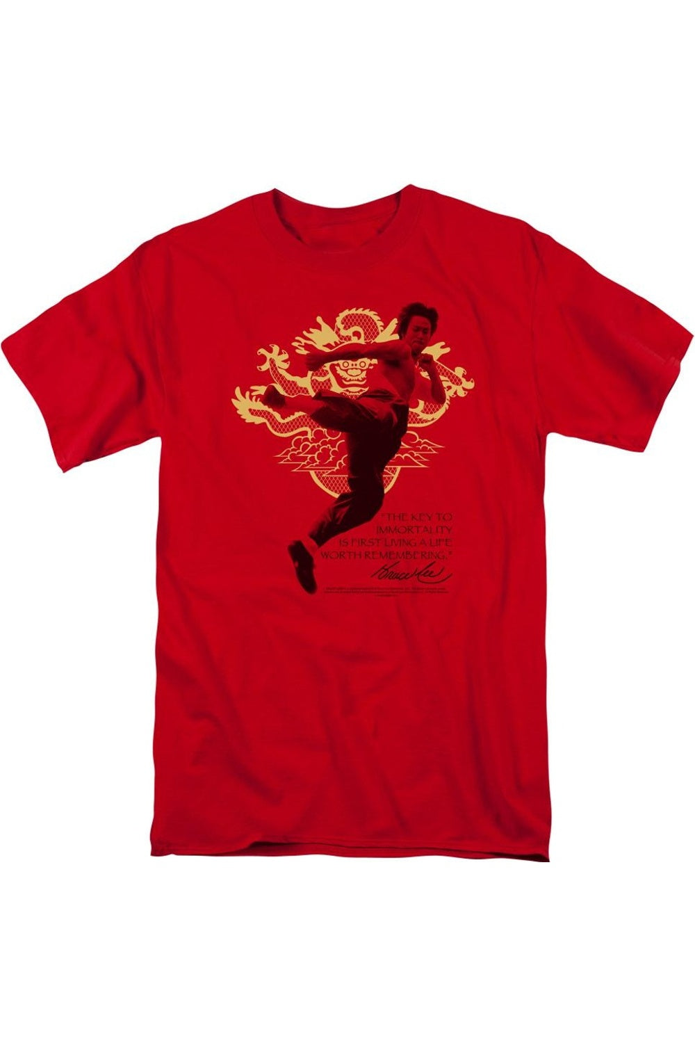 

Футболка с коротким рукавом для взрослых Bruce Lee Immortal Dragon Gildan, красный