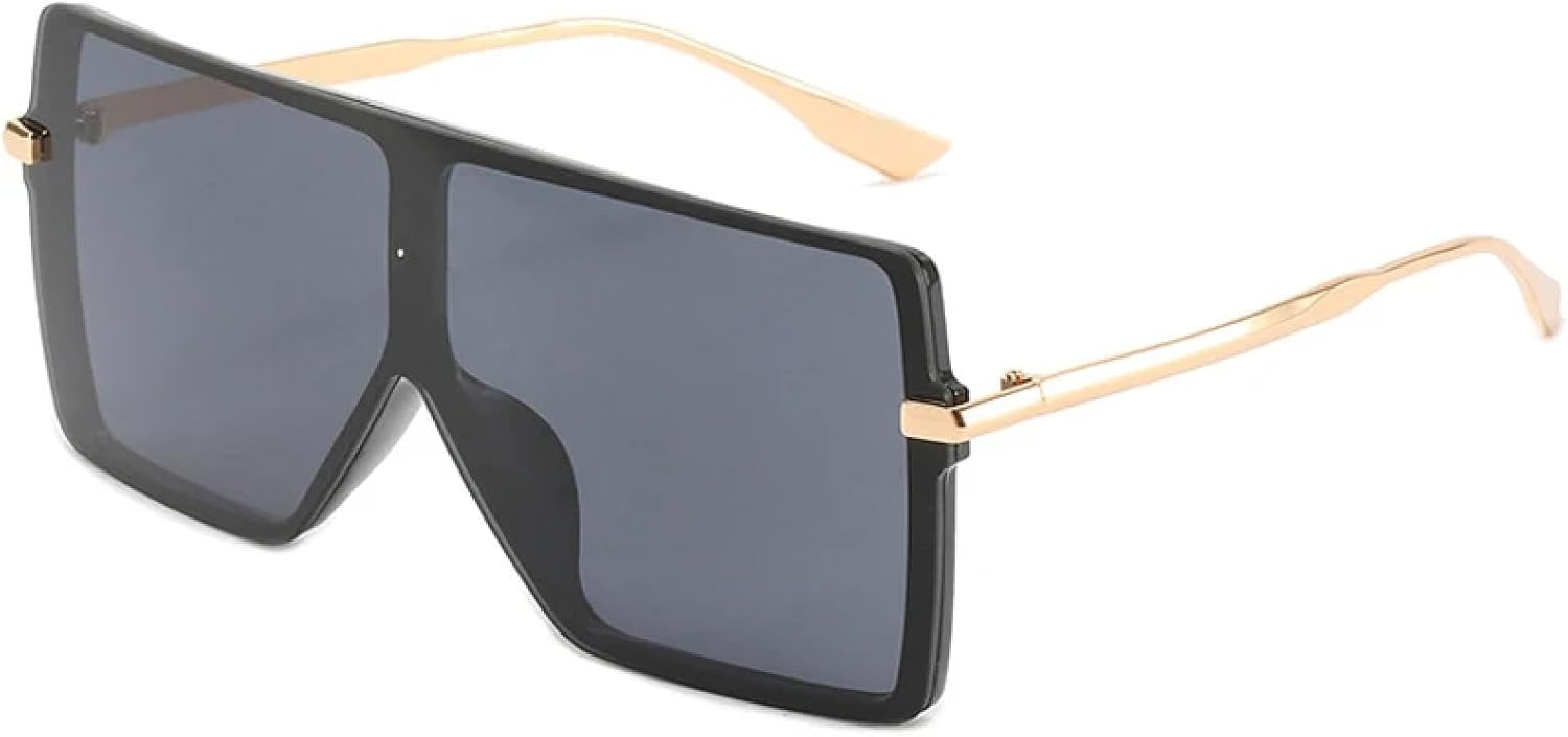 

Модные солнцезащитные очки в крупной оправе для женщин и мужчин, ретро-очки-моноблочные, для путешествий и вождения, солнцезащитные очки с защитой от УФ-излучения UV400 TKKTLLT, Gold Gray