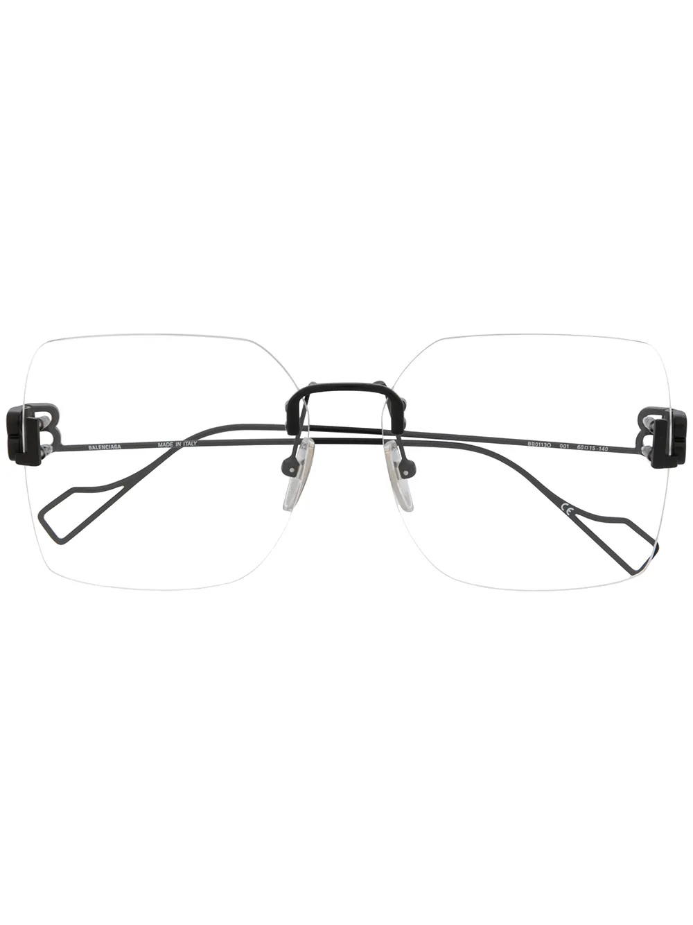 

Очки в безободковой оправе с логотипом BB Balenciaga Eyewear, черный