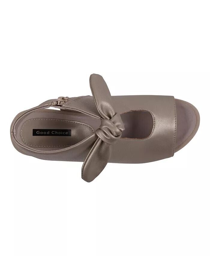 Женские модельные сандалии Kimora с узлом на блочном каблуке GC Shoes, золото — фото 4