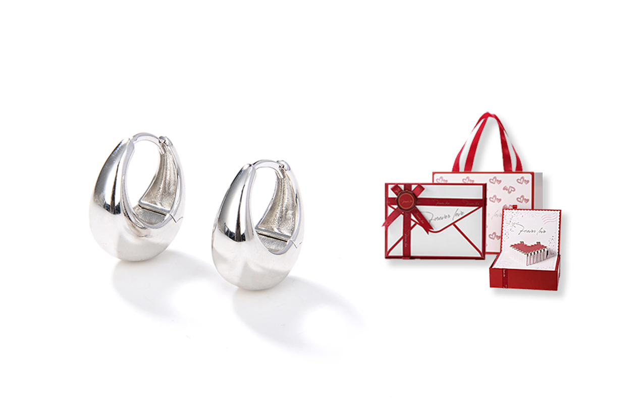 

Серьги женские WANLIACC, Round Arc Earrings [Silver] + [Love Heart Gift Box]