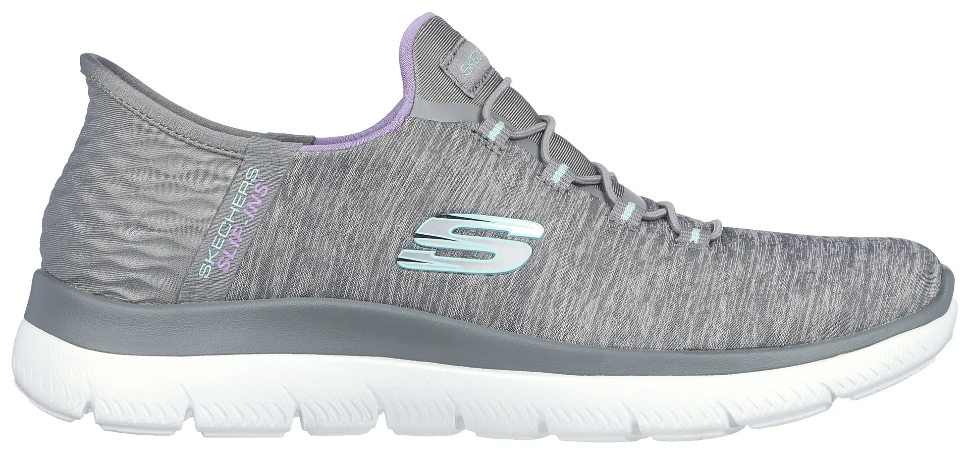 Тапочки Skechers "SUMMITS DAZZLING HAZE", кроссовки без шнуровки, повседневная обувь с тонкими контрастными деталями, цвет Grau-Meliert — фото 4