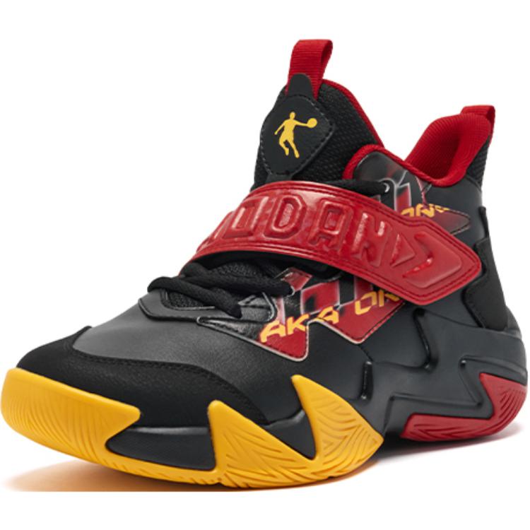 QIAODAN Износостойкие детские баскетбольные кроссовки Mid Top Yellow Black — фото 3
