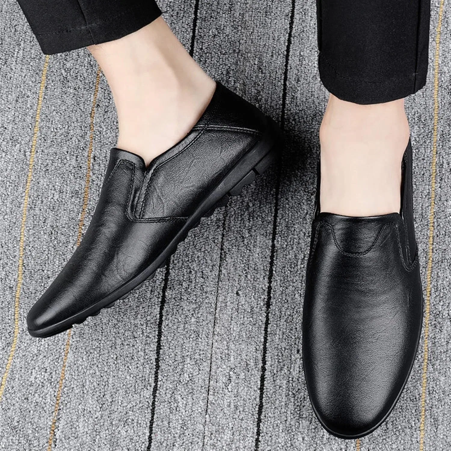 Мокасины кожаные JIADELI Loafers, черный — фото 2