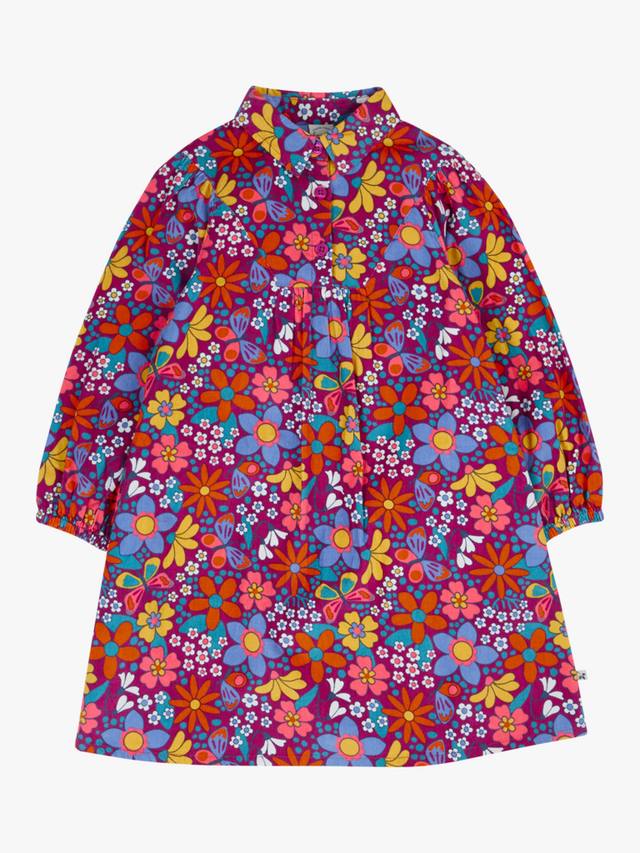 

Детское платье Elsie с длинными рукавами из вельвета Frugi, Retro Floral