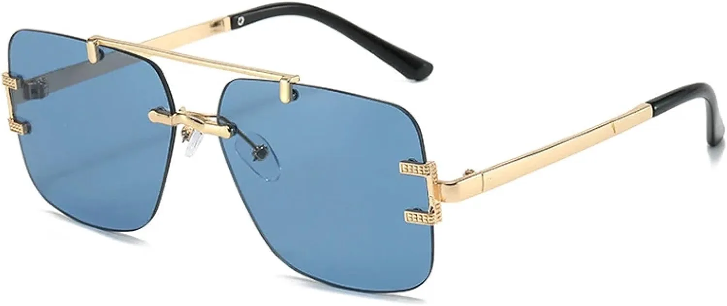 

Модные классические солнцезащитные очки для мужчин, винтажные металлические солнцезащитные очки для женщин, защита от УФ-излучения UV400 TKKTLLT, Gold Blue