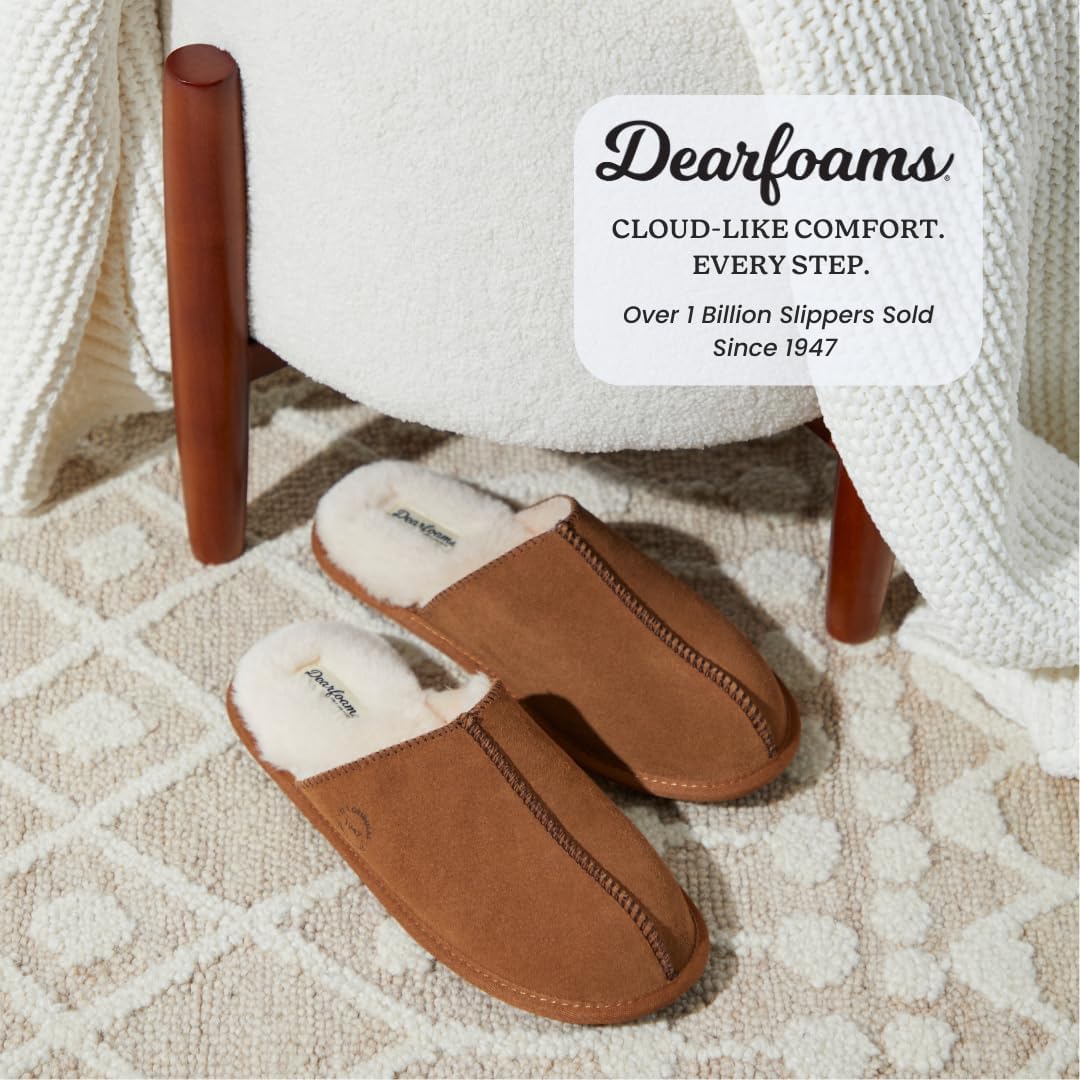 Мужские домашние тапочки Dearfoams Bradford из натурального замша, Chestnut — фото 2