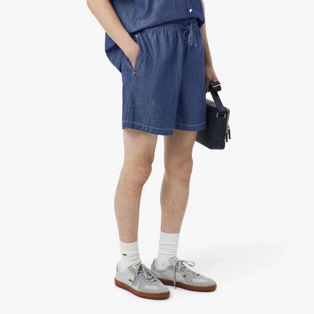 Мужские джинсовые шорты свободного кроя тёмно-синие от Lacoste — фото 2
