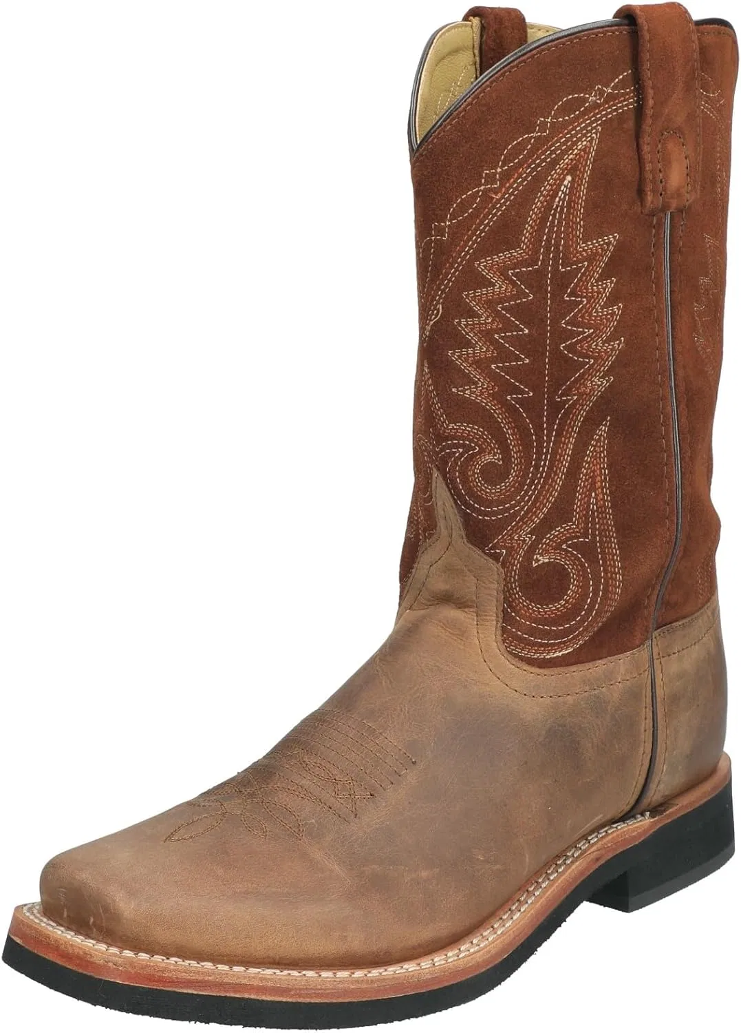 Мужские ковбойские ботинки Smoky Mountain Boots Boonville Series с квадратным носком, прочной кожаной подошвой и каблуком из крепа, искусственной подкладкой и кожаным верхом, стальным супинатором, 2-Brown Distress