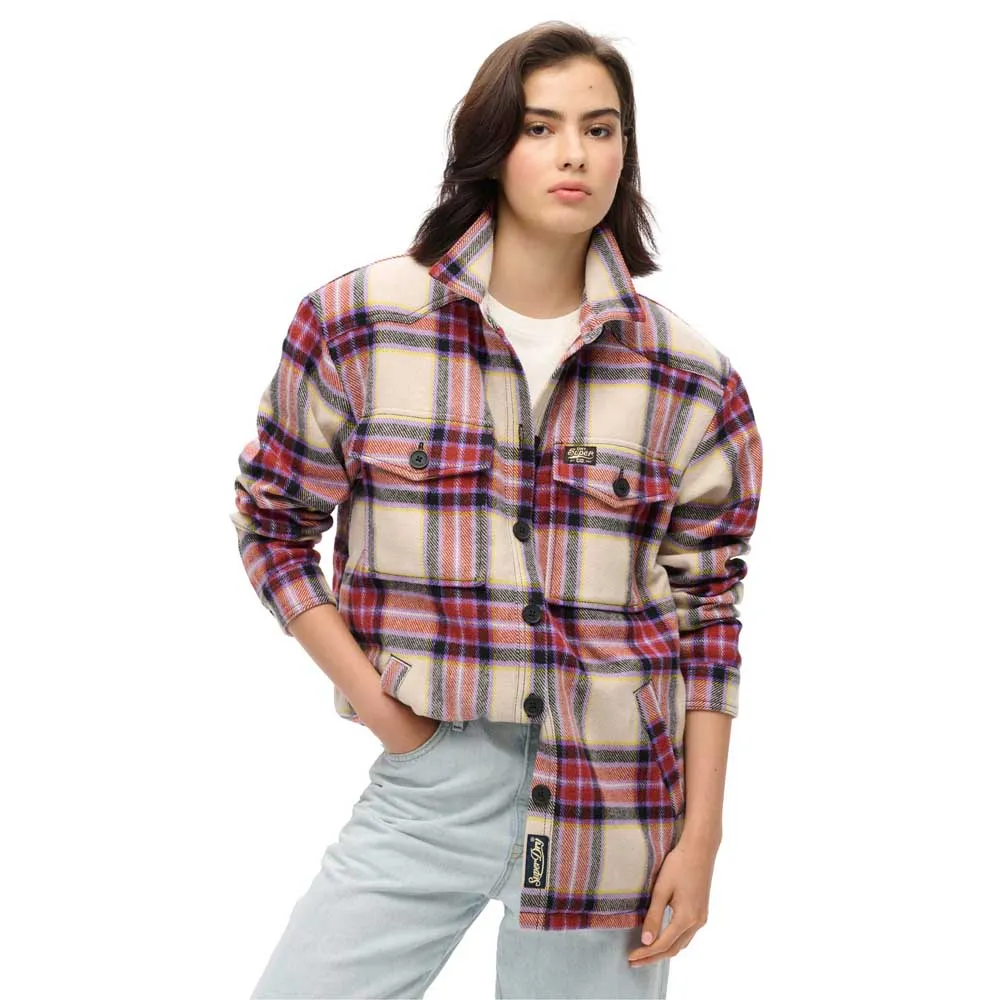 

Верхняя рубашка Superdry Borg Check, бежевый