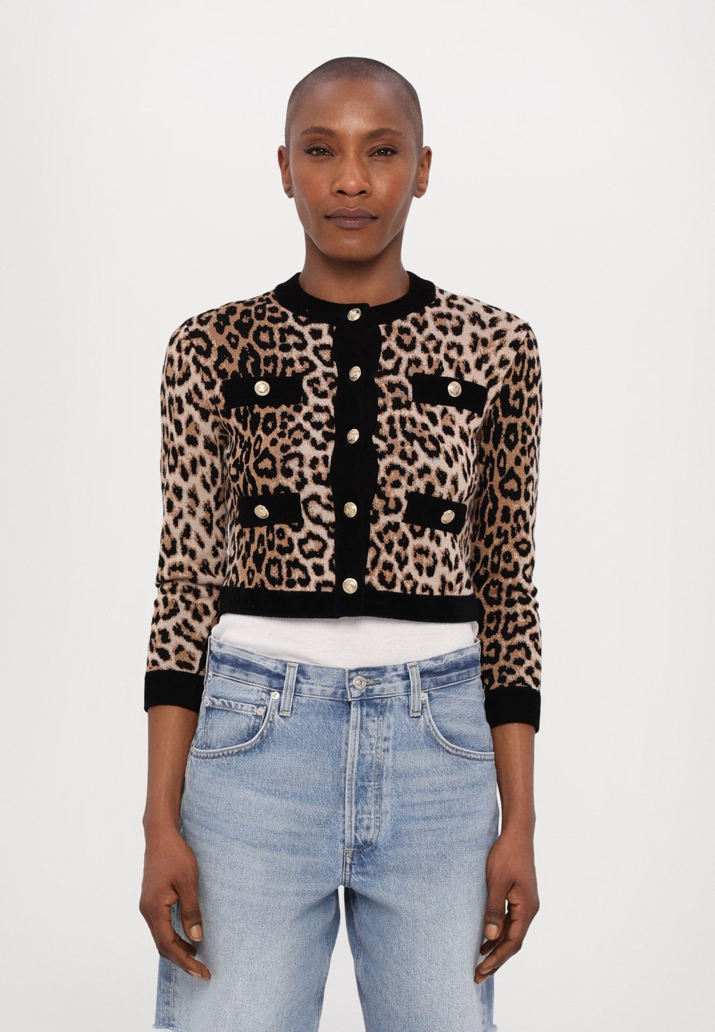 

Кардиган CLAIRA LEOPARD CARDIGAN Alice + Olivia, черный