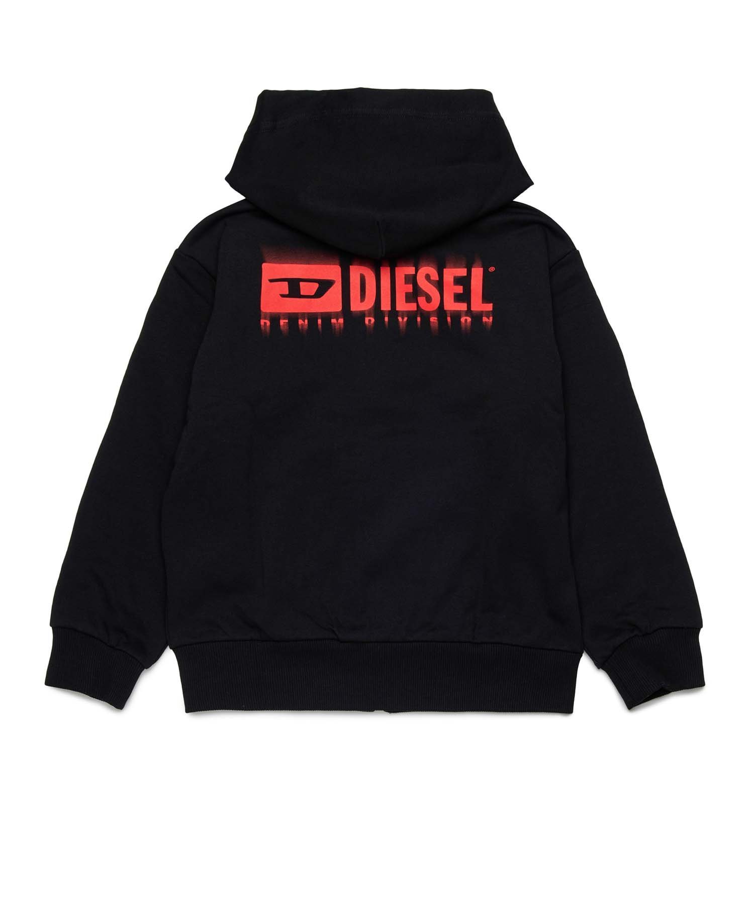 Детская и подростковая толстовка на молнии с логотипом бренда DIESEL, Black x Red — фото 2