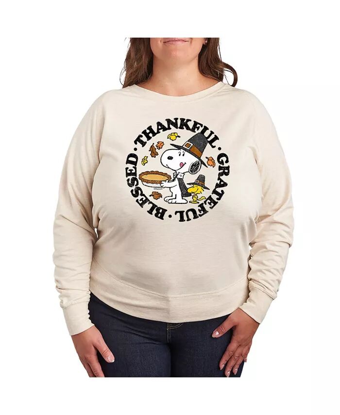 

Футболка-пуловер с надписью Peanuts Thankful размера Plus Hybrid Apparel, белый