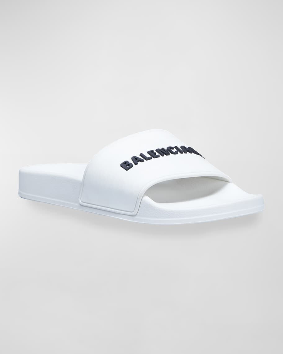 Сандалии для бассейна с логотипом, белые Balenciaga