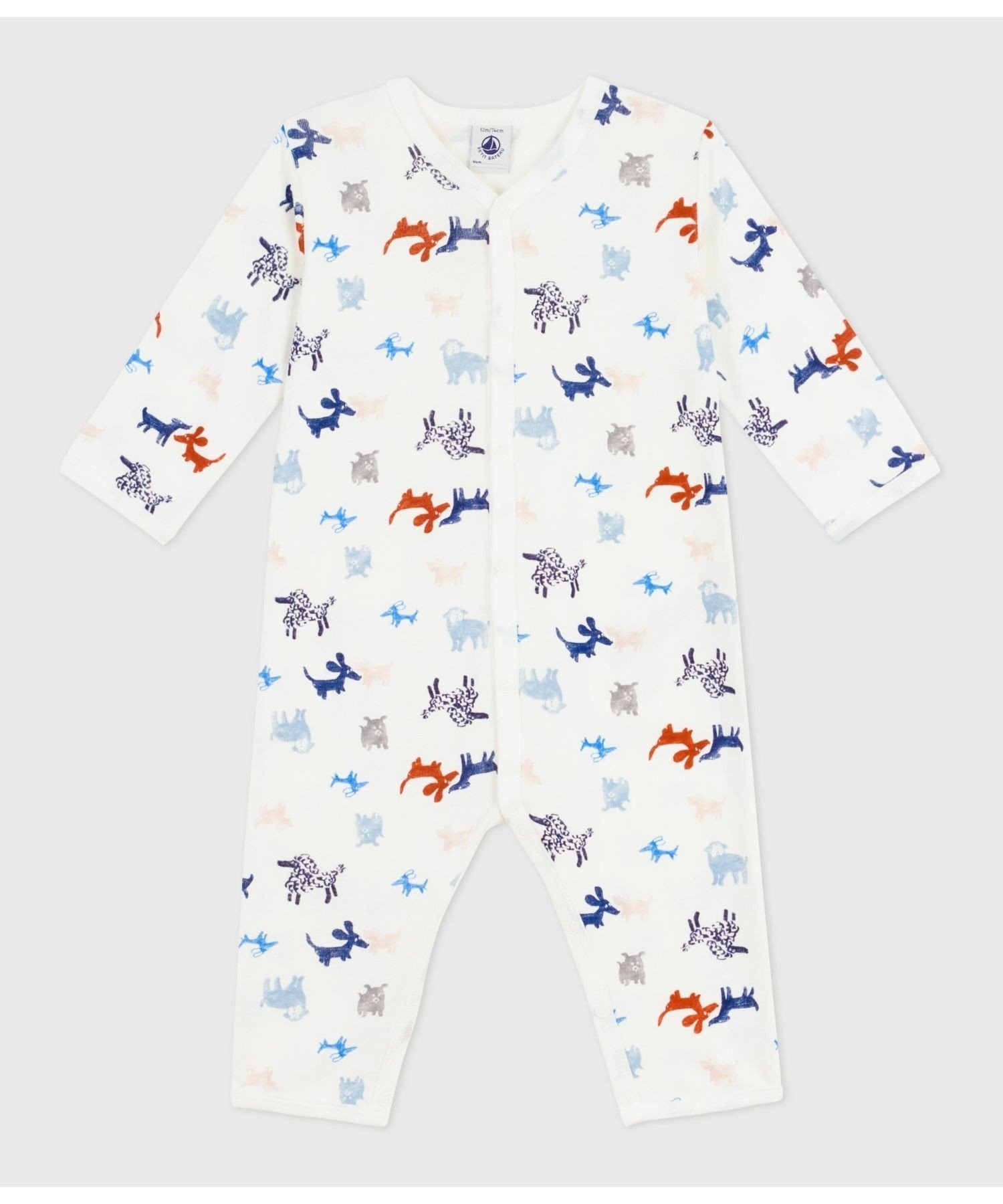 Комбинезон без штанин с собачьим принтом Petit Bateau, Off-white/Multicolor