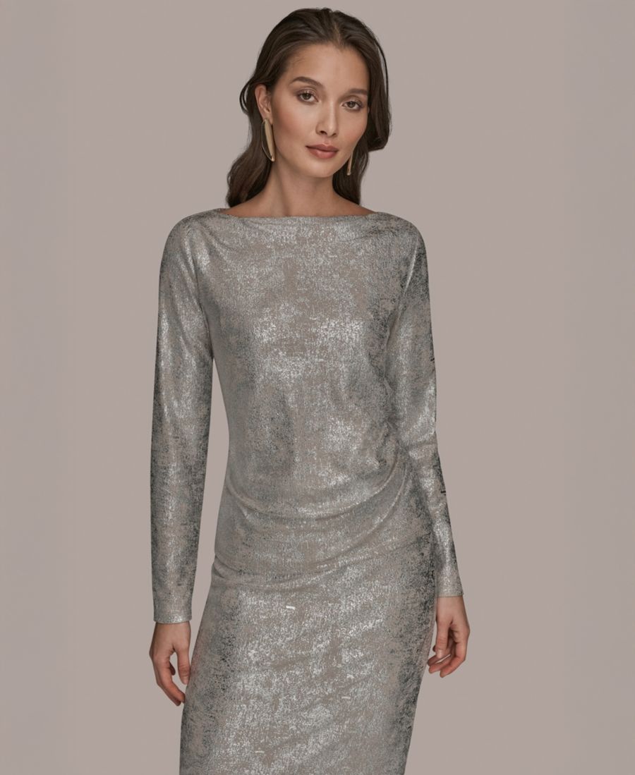 

Женская футболка с длинными рукавами и фольгированным покрытием Donna Karan New York, Vapor/silver, Серебристый, Женская футболка с длинными рукавами и фольгированным покрытием Donna Karan New York, Vapor/silver