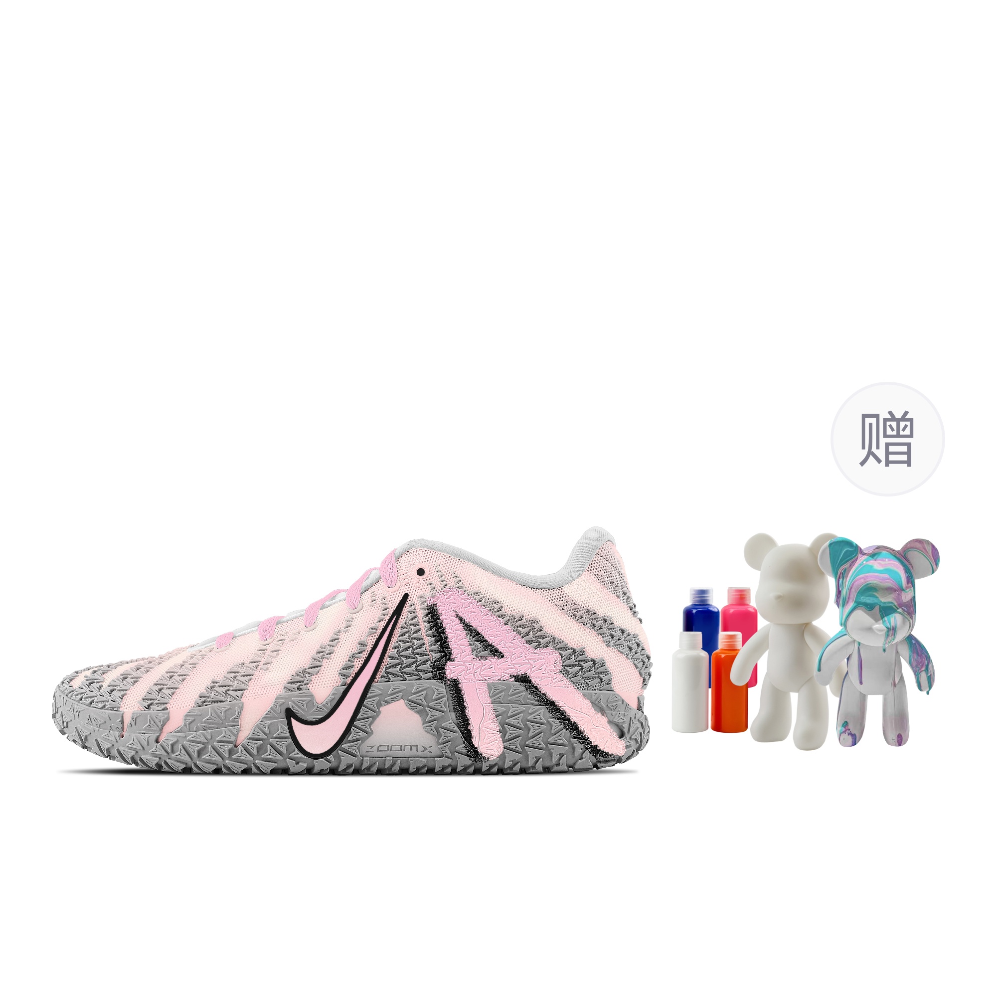 Nike Ja Morant 3 Street Archive, баскетбольные кроссовки Fluid Bearbrick с низким верхом, устойчивые к истиранию, розовые, унисекс