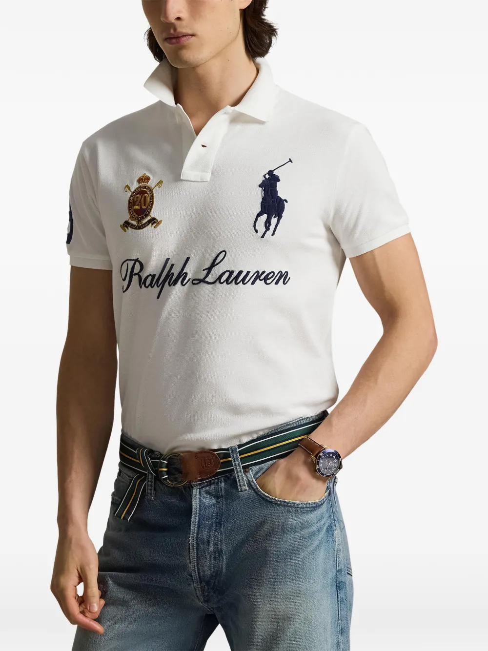 Поло с аппликацией Polo Ralph Lauren, белый — фото 3