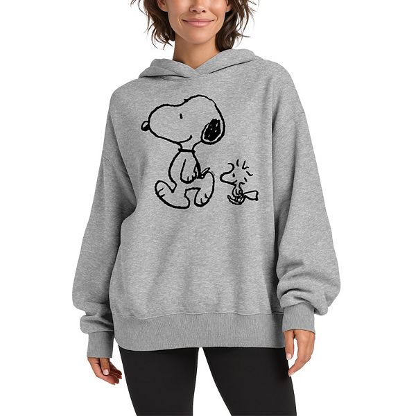 

Женский оверсайз худи с принтом Peanuts Snoopy & Woodstock Licensed Character, Athletic Heather