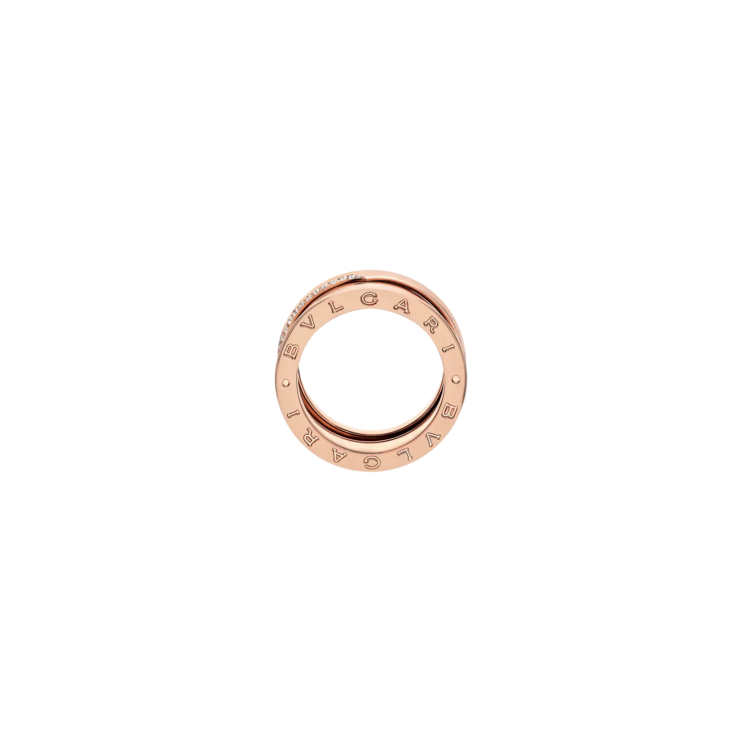 

Кольцо b.zero1 из розового золота с тремя полосами с бриллиантовым паве деми Bulgari