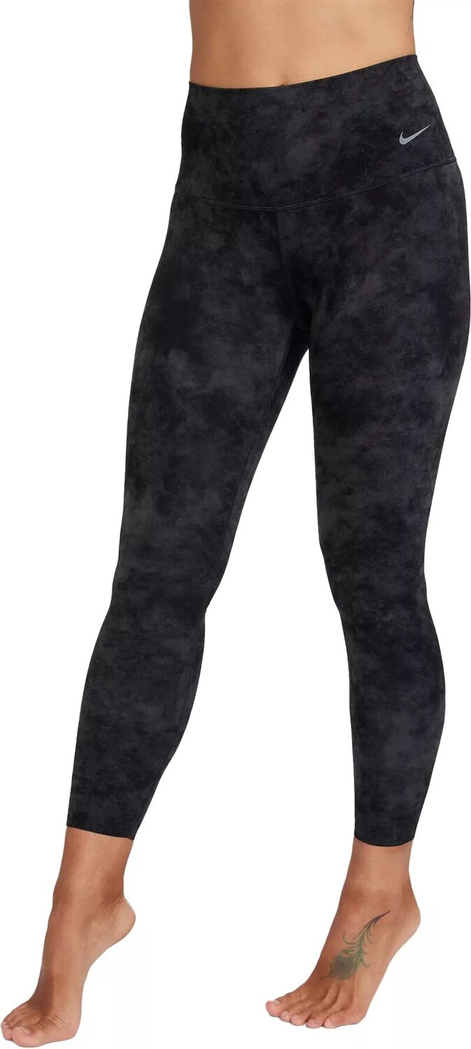 

Женские леггинсы Nike Zenvy Tie-Dye с высокой талией и мягкой поддержкой размером 7/8, черный