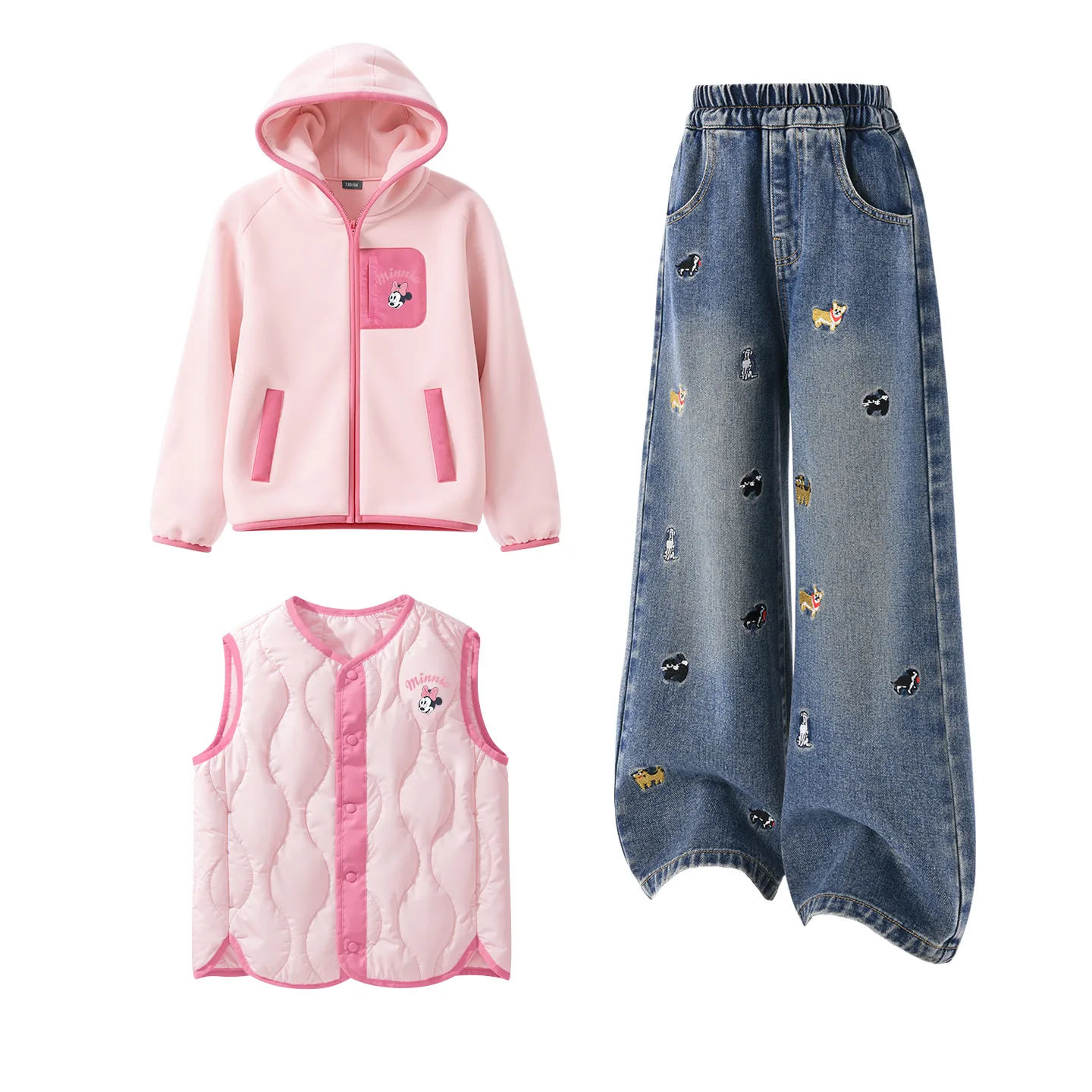 Детский спортивный комплект из 3 предметов Disney, [Thickened and Fleece-Lined]Silicone Di-Lift K Frosting Pink+Solid Color Denim Blue+Silicone Di-Lift K Firework Pink