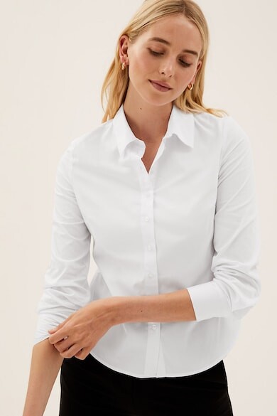 

Хлопковая рубашка стандартного кроя Marks & Spencer, белый