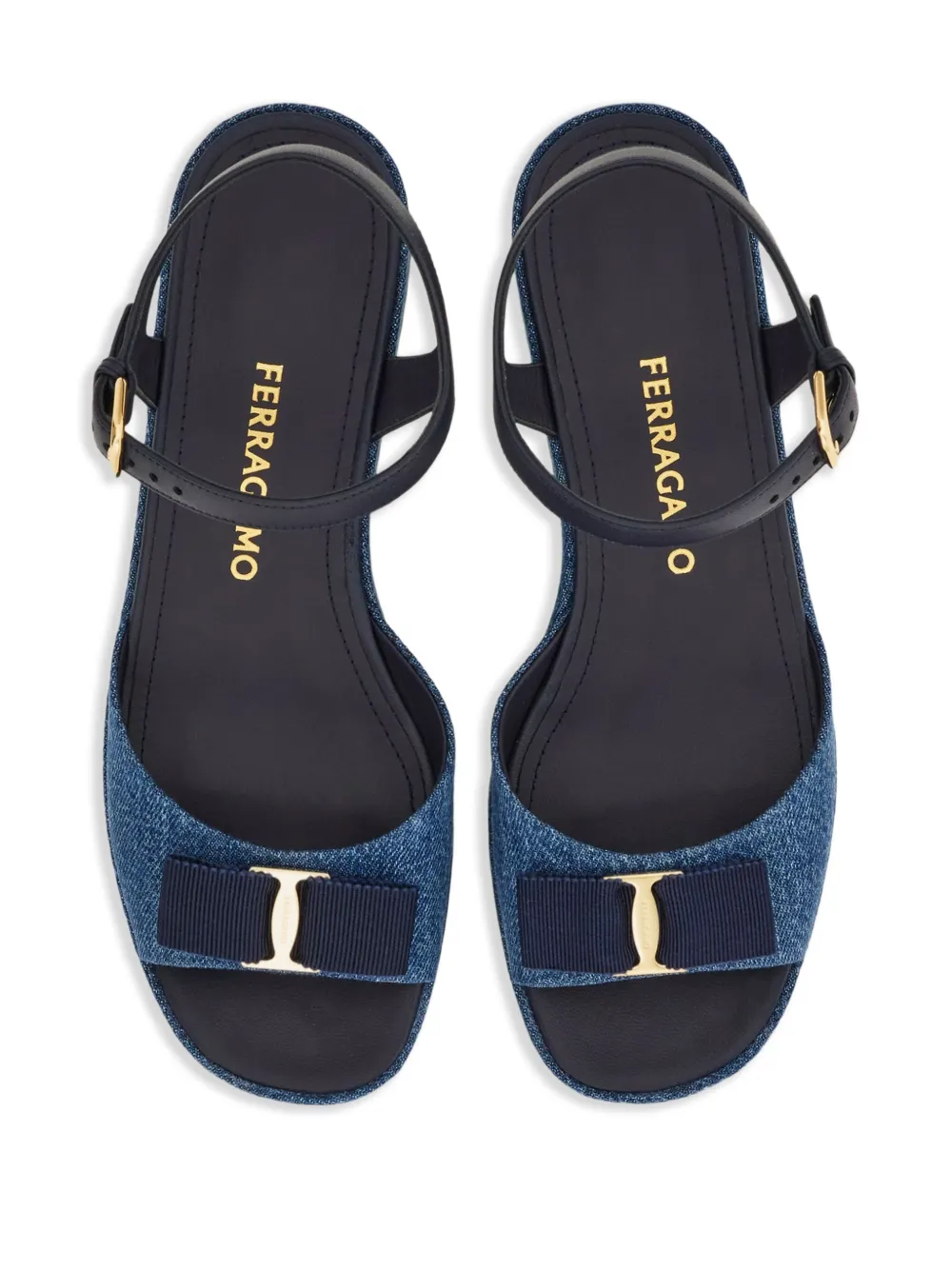 Босоножки на платформе с бантом Ferragamo, синий — фото 3