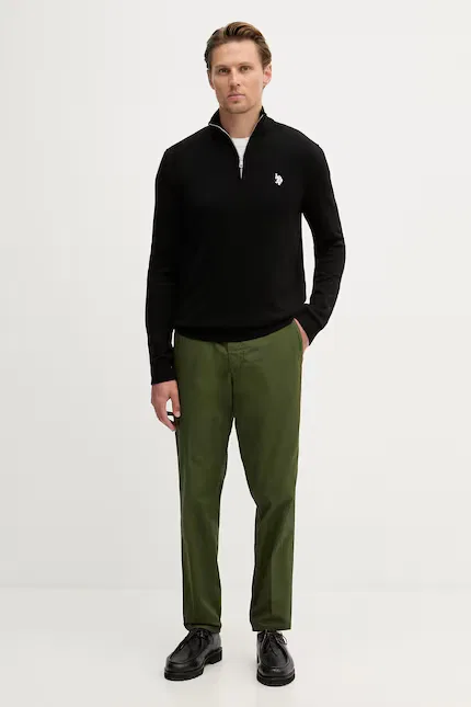 Свитер мужской полуголф на молнии Cotton 1/4 Zip Neck U.S. Polo Assn., черный — фото 2
