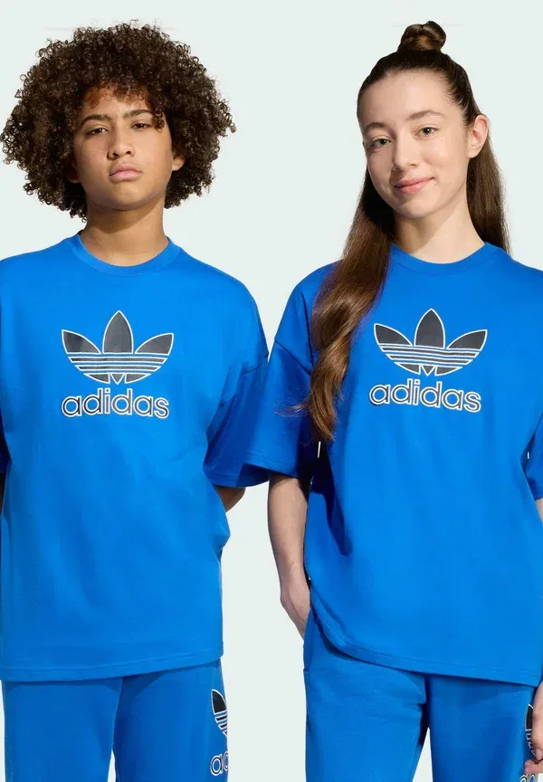 Футболка оверсайз с принтом Adidas Originals Trefoil Tee, синий