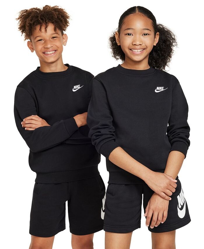 Флисовый свитшот классического кроя Big Kids Sportswear Club Nike, черный — фото 4