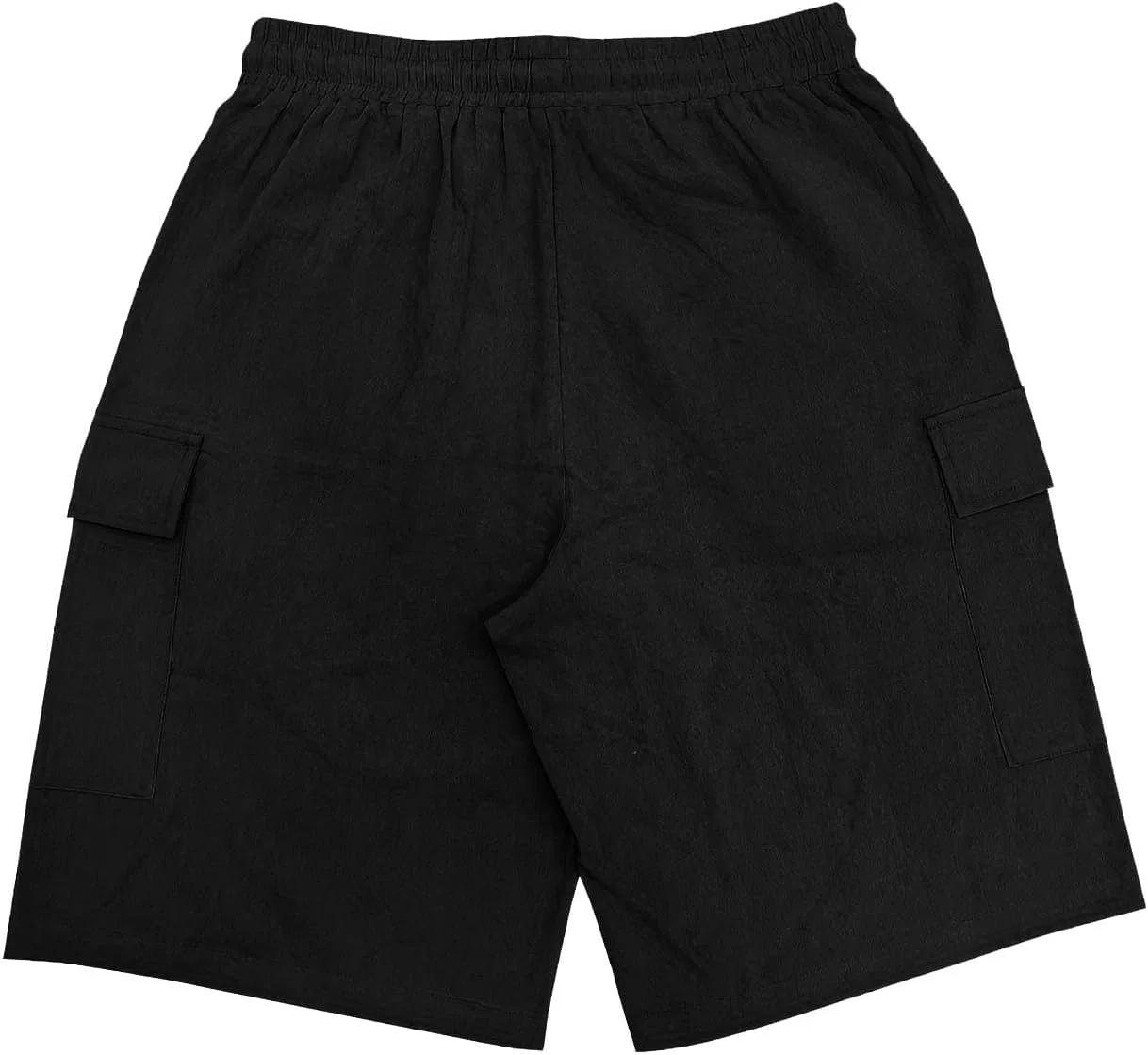 Шорты мужские из льна и хлопка, свободный крой, с карманами, A02_black — фото 3
