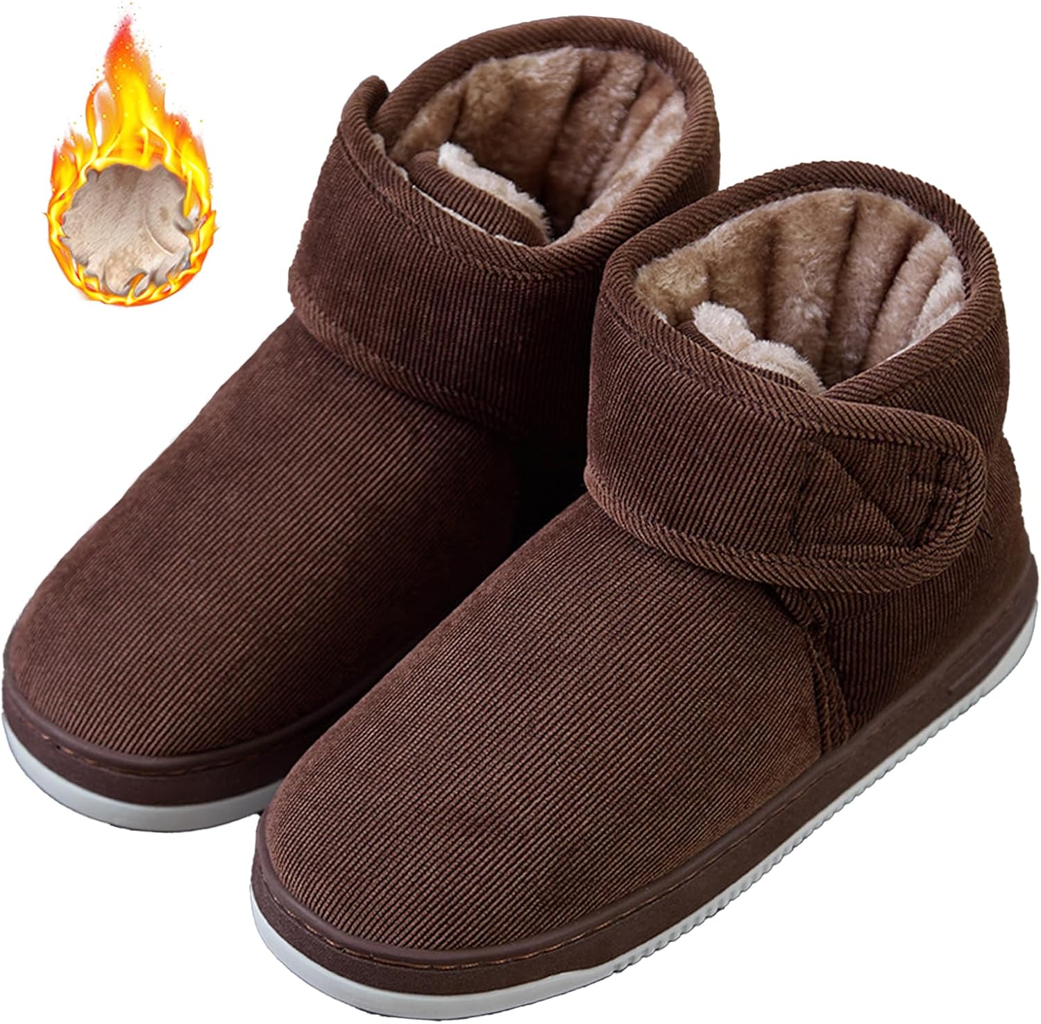 

Унисекс теплые тапочки-ботинки, ботинки с меховой подкладкой, утолщенные обувь, регулируемые кроссовки, ботинки, удобная уличная обувь с противоскользящей подошвой Bumuam, Women Brown a